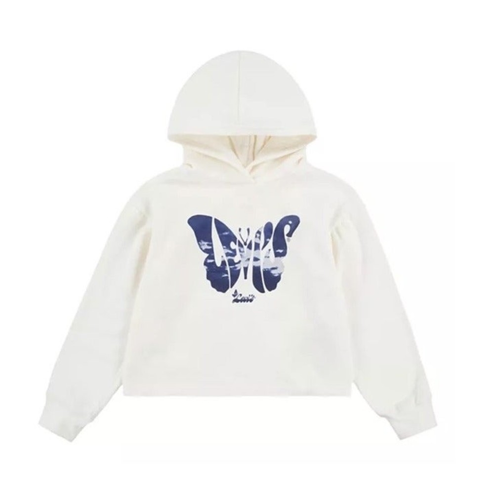 NWT Levi's girls butterfly boxy crop logo hoodie size Medium i32